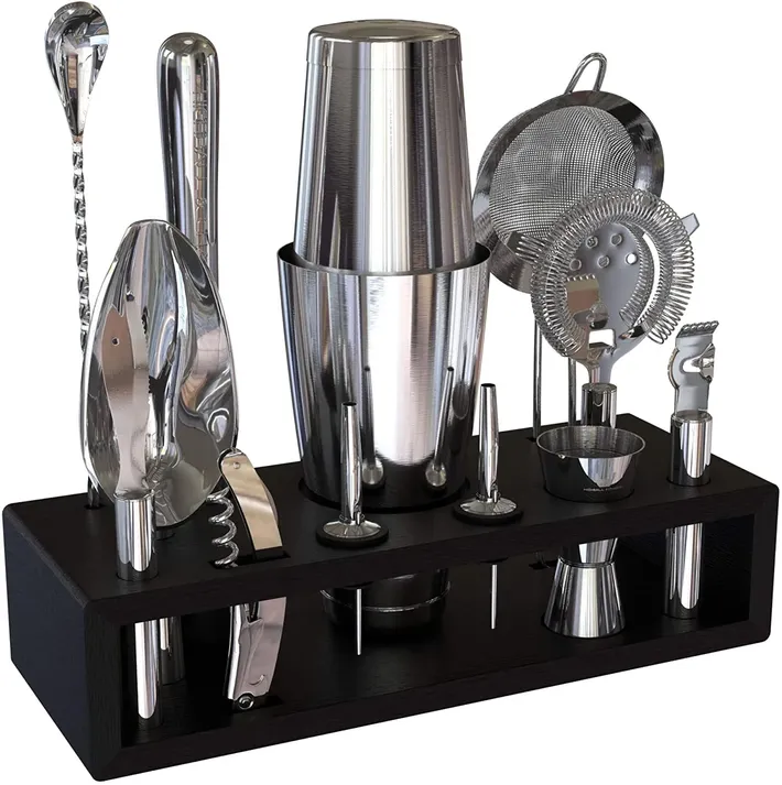 Silver Boston Cocktail Shaker 13-piece set