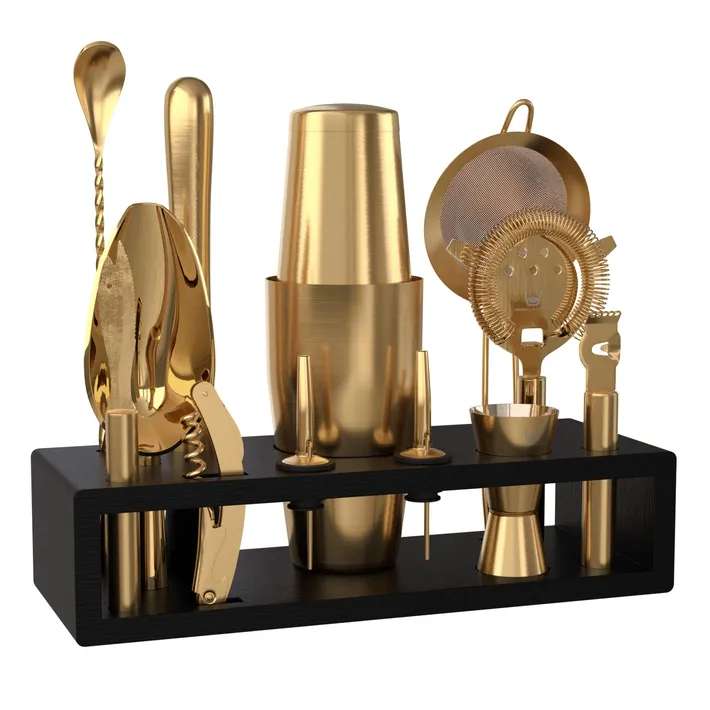 Matte Gold Boston Cocktail Shaker 13-piece set